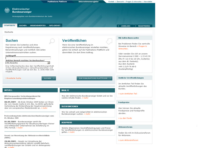 Elektronischer Bundesanzeiger - Homepage